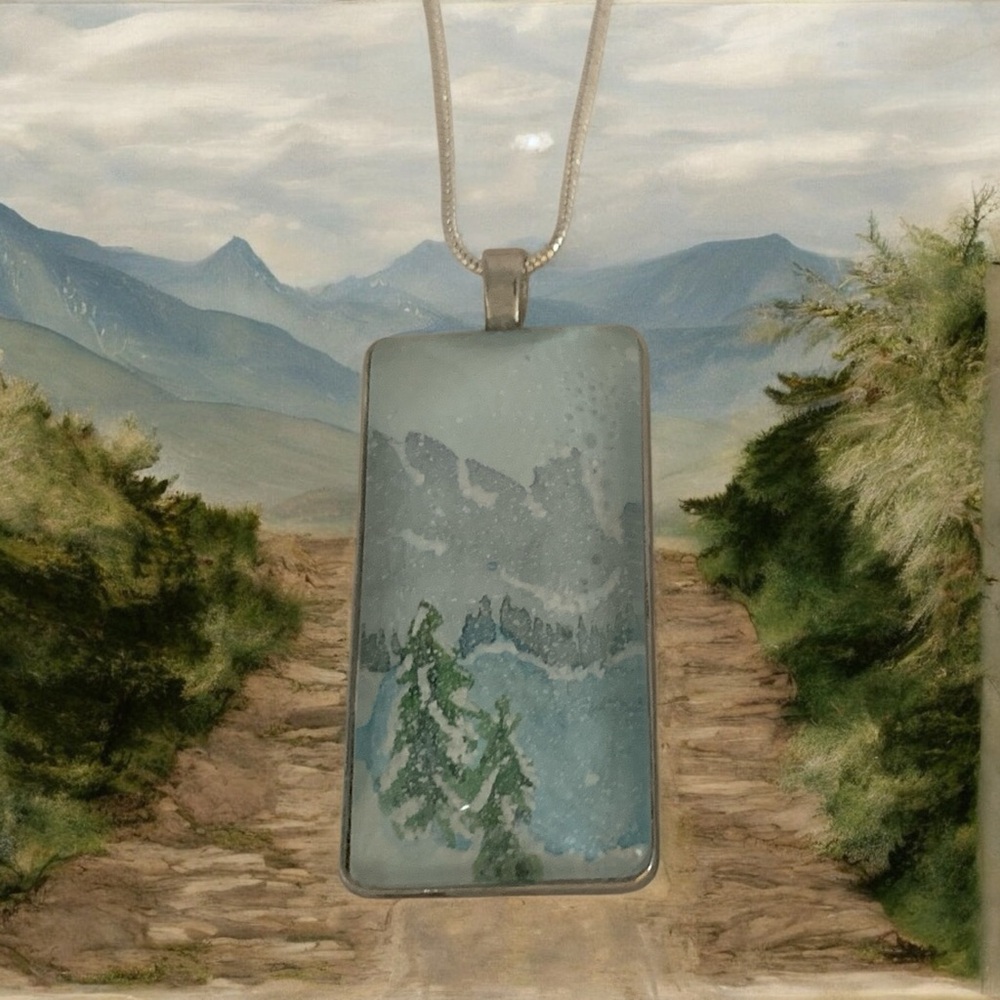 Scenic Blue and Green Art Pendant